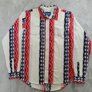 Wrangler Shirt Boys XL 14-16 Multicolor Aztec Long Sleeve Western Pearl Snap USA